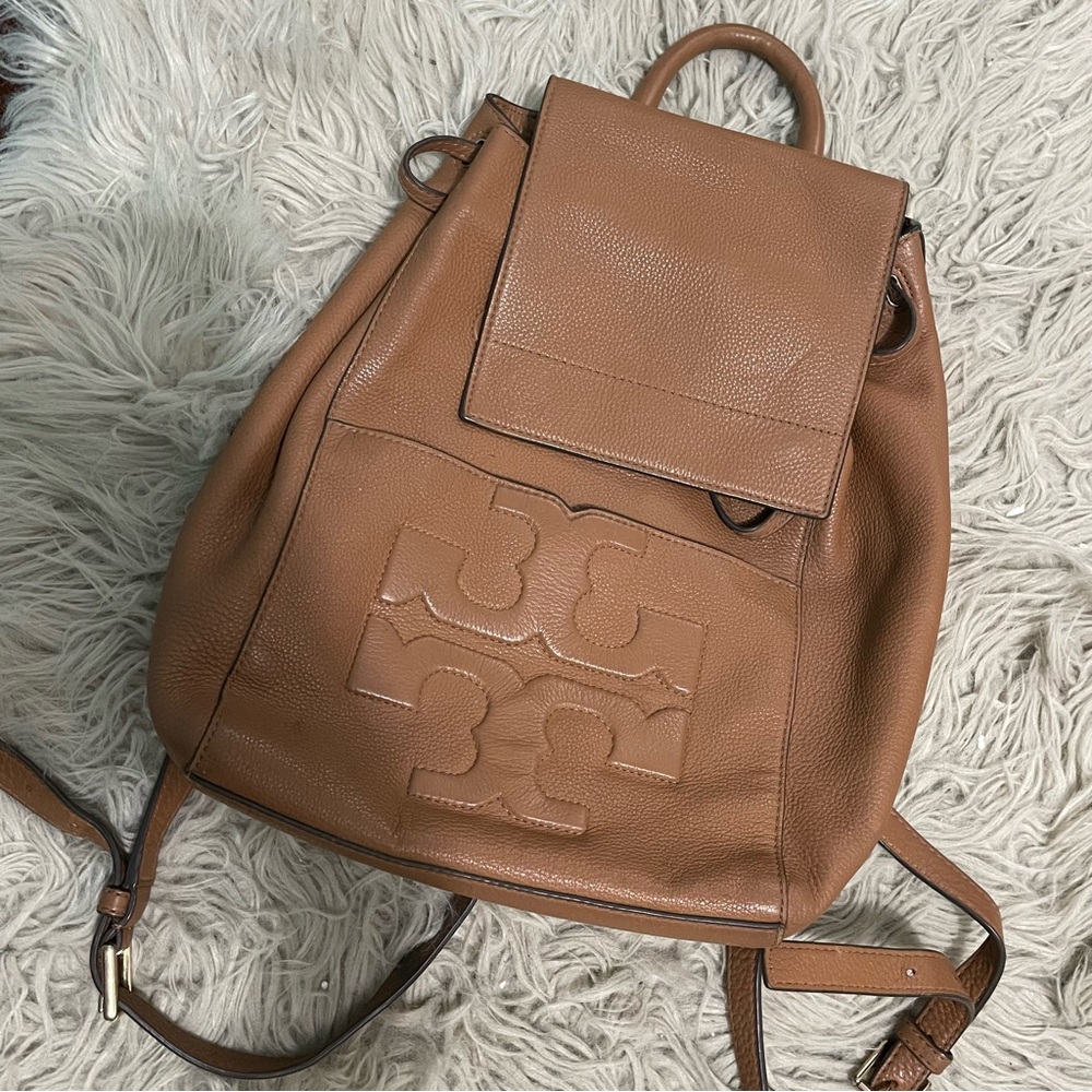 Tory Burch tan leather backpack